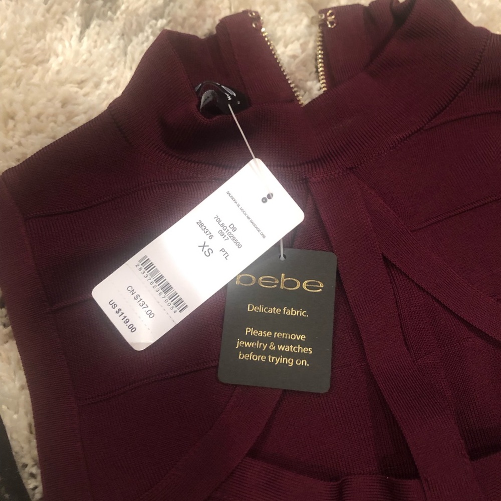 Maroon Bebe bodycon dress